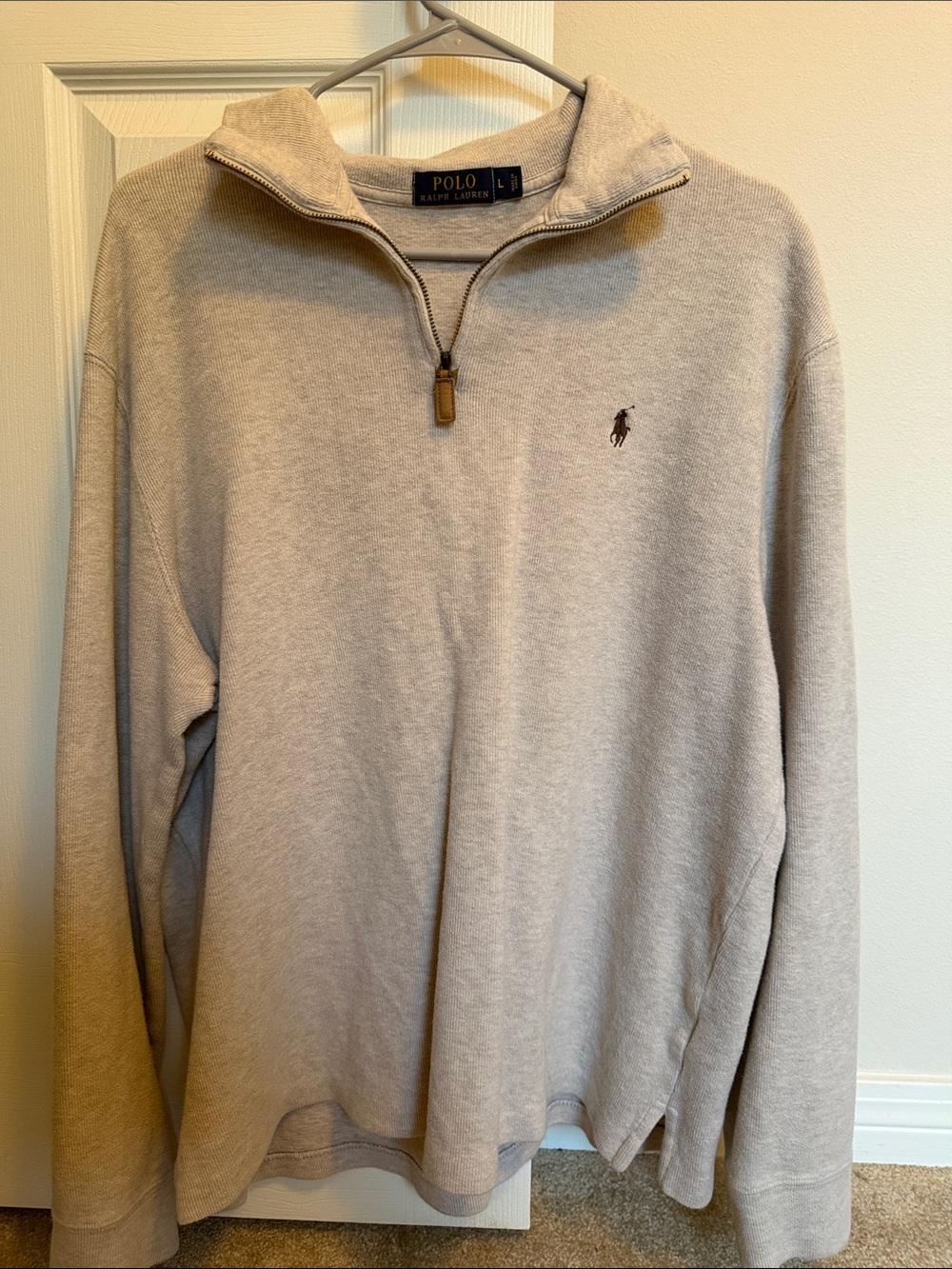 Polo by Ralph Lauren Men’s Light Beige Half-Zip Pullover Sweater